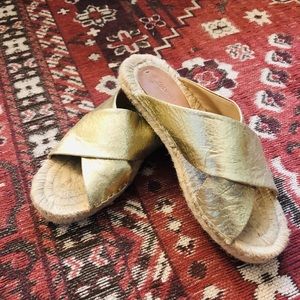 Soludos Platform Espadrille Metallic Slides
